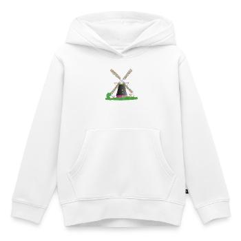 Moulin à vent avec des moutons - Sweat Premium à capuche enfant bio - blanc - Devant - AI Model Kid Female (0cm)