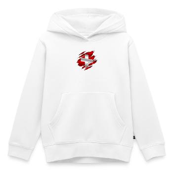 Schweiz - Schweiz - Schweiz - zerrissene Flagge - Kinder Premium Organic Hoodie - Weiß - Vorne - AI Model Kid Female (0cm)