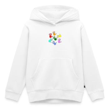 Peindre les mains des enfants - Sweat Premium à capuche enfant bio - blanc - Devant - AI Model Kid Female (0cm)
