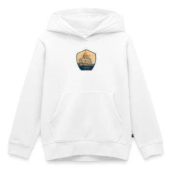 Badge retro, Paris France est ma ville natale - Sweat Premium à capuche enfant bio - blanc - Devant - AI Model Kid Female (0cm)