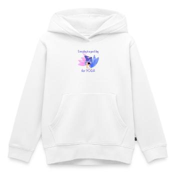 Yoga - Sweat Premium à capuche enfant bio - blanc - Devant - AI Model Kid Female (0cm)