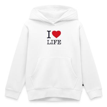 I LOVE LIFE - Kinder Premium Organic Hoodie - Weiß - Vorne - AI Model Kid Female (0cm)
