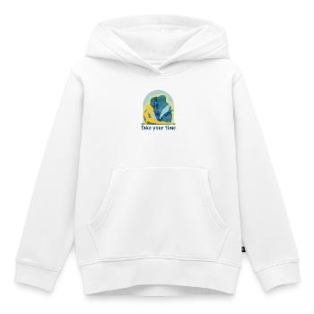 Yoga - Sweat Premium à capuche enfant bio - blanc - Devant - AI Model Kid Female (0cm)