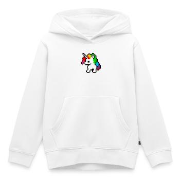 PixelEinhorn Regenbogen - Kinder Premium Organic Hoodie - Weiß - Vorne - AI Model Kid Female (0cm)