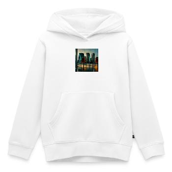 scène urbaine futuriste - Sweat Premium à capuche enfant bio - blanc - Devant - AI Model Kid Female (0cm)