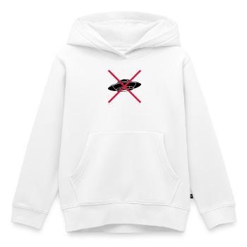 Pas d’OVNIS Bouclier Interdit - Sweat Premium à capuche enfant bio - blanc - Devant - AI Model Kid Female (0cm)
