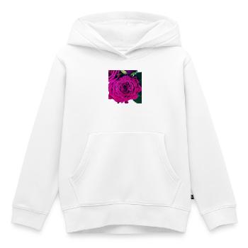 Rose détaillée dans un ton baie - Sweat Premium à capuche enfant bio - blanc - Devant - AI Model Kid Female (0cm)