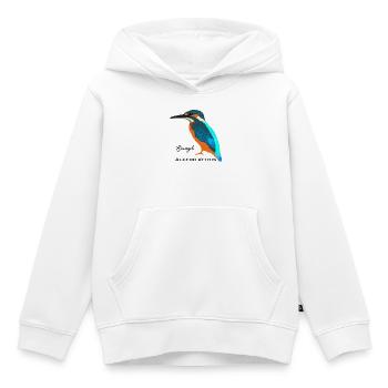 Kingfisher, scientific / German name - Kids Premium Organic Hoodie - white - Front - AI Model Kid Female (0cm)