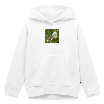 Papillon blanc sur fleur rose - Sweat Premium à capuche enfant bio - blanc - Devant - AI Model Kid Female (0cm)