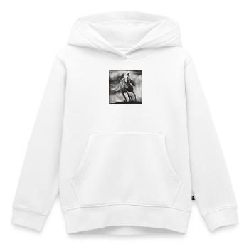 Pferd im Wind – kraftvolle Wildpferd Skizze - Kinder Premium Organic Hoodie - Weiß - Vorne - AI Model Kid Female (0cm)