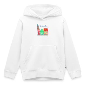 Greifswald, maisons à colombages colorées, Allemagne de l'Est - Sweat Premium à capuche enfant bio - blanc - Devant - AI Model Kid Female (0cm)