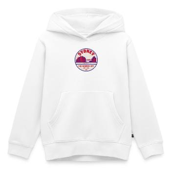Sydney Skyline Badge - Sweat Premium à capuche enfant bio - blanc - Devant - AI Model Kid Female (0cm)
