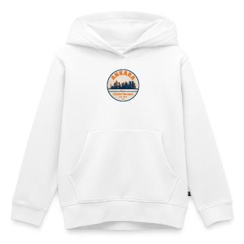 Ankara Skyline Badge - Sweat Premium à capuche enfant bio - blanc - Devant - AI Model Kid Female (0cm)