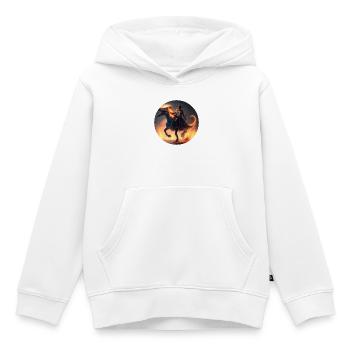 Indiana Jones reitet auf Dinosaurier T-Rex - Kinder Premium Organic Hoodie - Weiß - Vorne - AI Model Kid Female (0cm)