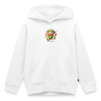 Cartoon Leprechaun mit Fußball - Kinder Premium Organic Hoodie - Weiß - Vorne - AI Model Kid Female (0cm)