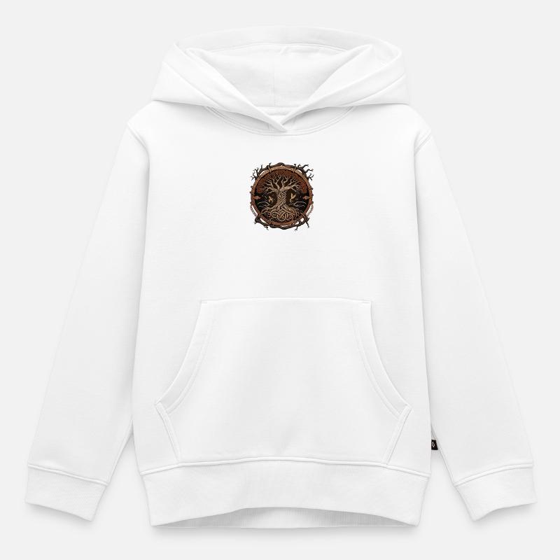 Yggdrasil - Sweat Premium à capuche enfant bio - blanc