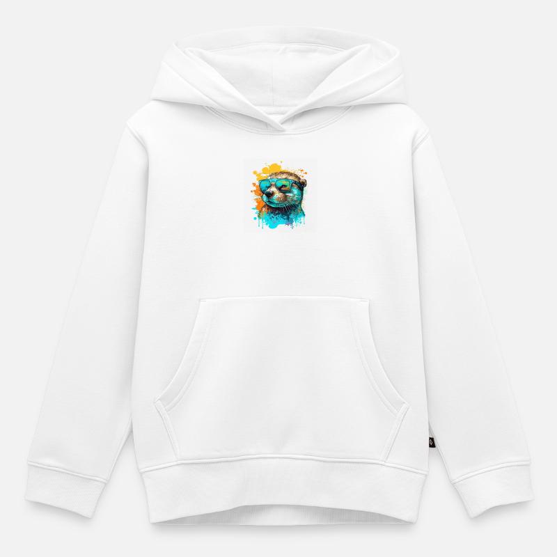 Loutre fraîche - Sweat Premium à capuche enfant bio - blanc