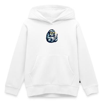 Paresseux lit un livre, lit, livres, bibliothèque - Sweat Premium à capuche enfant bio - blanc - Devant - AI Model Kid Female (0cm)