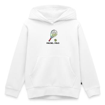 Déclaration de recul Racket Ball Déclaration Padel - Sweat Premium à capuche enfant bio - blanc - Devant - AI Model Kid Female (0cm)