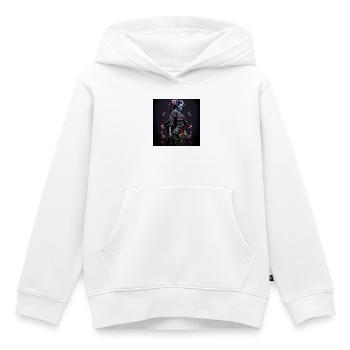 Geisha Dia muerta Floral Ébène - Geisha Zombie - Sweat Premium à capuche enfant bio - blanc - Devant - AI Model Kid Female (0cm)