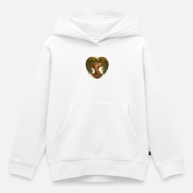 Arbre en forme de cœur, arbre de cœur avec arrière-plan - Sweat Premium à capuche enfant bio - blanc