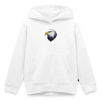 Stylized, geometric eagle - Kids Premium Organic Hoodie - white - Front - AI Model Kid Female (0cm)