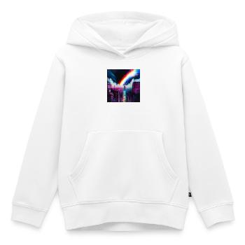 Regenbogen City Art Futuristisch - Kinder Premium Organic Hoodie - Weiß - Vorne - AI Model Kid Female (0cm)