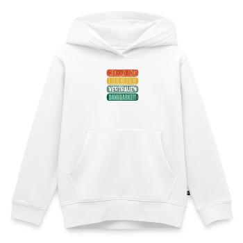 HOFFNUNG SPRÜCHE DANKBARKEIT - LIEBE VERTRAUEN - Kinder Premium Organic Hoodie - Weiß - Vorne - AI Model Kid Female (0cm)