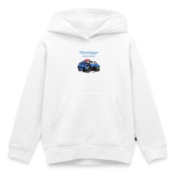 Moniteur auto-école - Sweat Premium à capuche enfant bio - blanc - Devant - AI Model Kid Female (0cm)