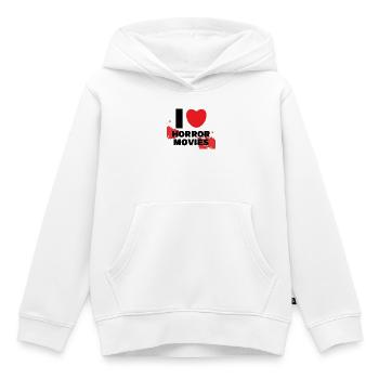 Cinéma Cinéma J’aime les films en streaming coeur - Sweat Premium à capuche enfant bio - blanc - Devant - AI Model Kid Female (0cm)