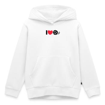 Déclaration de cœur J’aime les films Regarder des films - Sweat Premium à capuche enfant bio - blanc - Devant - AI Model Kid Female (0cm)