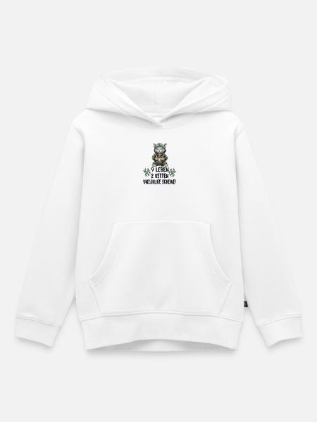 Katzen Hip Hop Design - Kinder Premium Organic Hoodie - Weiß