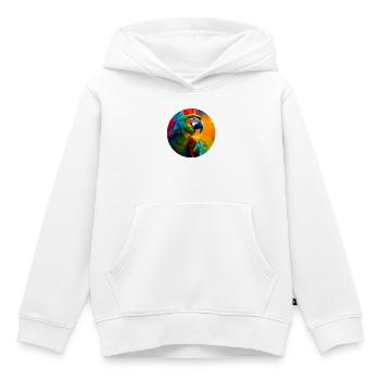 Perroquet ara coloré - Sweat Premium à capuche enfant bio - blanc - Devant - AI Model Kid Female (0cm)