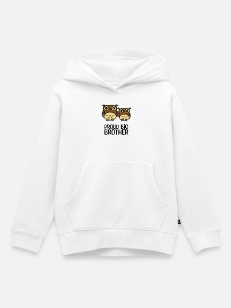 Eule Stolzer Großer Bruder Statement Bruderherz - Kinder Premium Organic Hoodie - Weiß