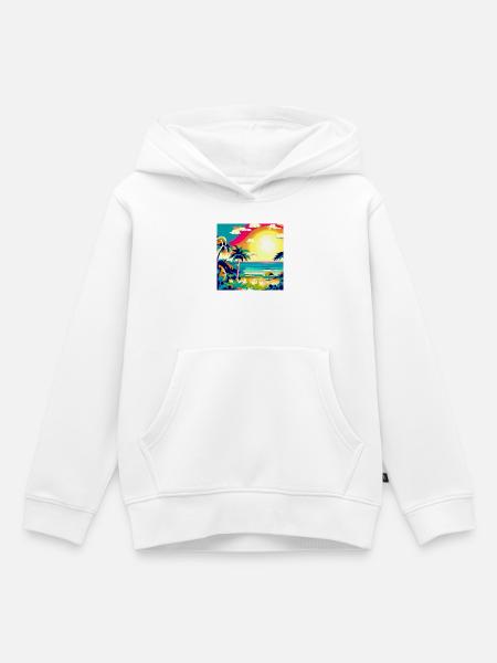 City Pop Sonnenuntergang - Kinder Premium Organic Hoodie - Weiß
