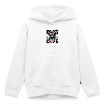 Pug Life Hund - Kinder Premium Organic Hoodie - Weiß - Vorne - AI Model Kid Female (0cm)