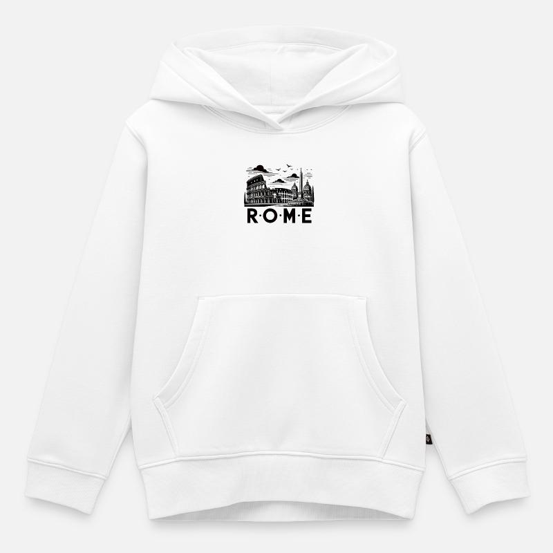 Rome - Sweat Premium à capuche enfant bio - blanc