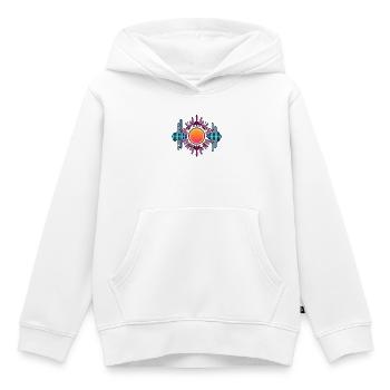 Ondes sonores de soleil au néon - Sweat Premium à capuche enfant bio - blanc - Devant - AI Model Kid Female (0cm)
