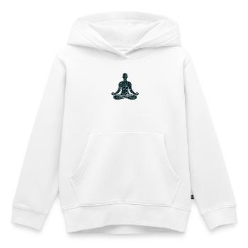 Pose méditative - Sweat Premium à capuche enfant bio - blanc - Devant - AI Model Kid Female (0cm)