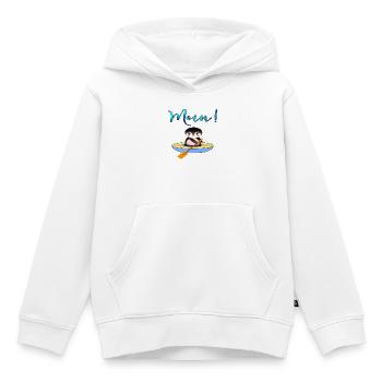 Norddeutsche Begrüßung - Schriftzug Moin - Pinguin - Kinder Premium Organic Hoodie - Weiß - Vorne - AI Model Kid Female (0cm)