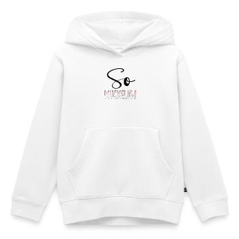 GEMÜTLICHKEIT Atmosphäre - SO MUCKELIG - Kinder Premium Organic Hoodie - Weiß - Vorne - AI Model Kid Female (0cm)