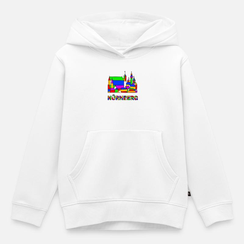 Nuremberg - Château - Pop-Art - Sweat Premium à capuche enfant bio - blanc