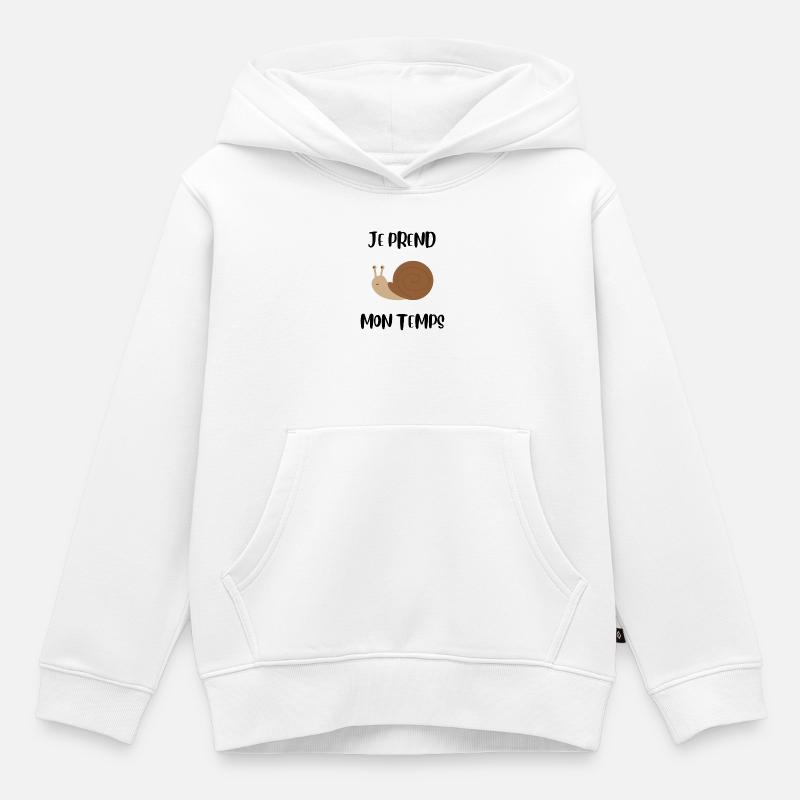 Je prend mon temps comme un escargot - Sweat Premium à capuche enfant bio - blanc