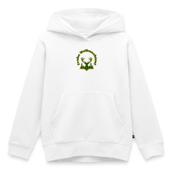 Frohe Weihnachten Silhouette Hirsch Wald grün gold - Kinder Premium Organic Hoodie - Weiß - Vorne - AI Model Kid Female (0cm)