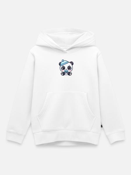 Baby panda in blue hat - Kids Premium Organic Hoodie - white