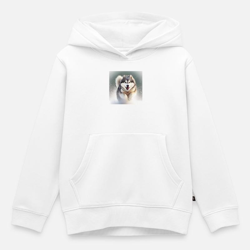 Run - Sweat Premium à capuche enfant bio - blanc