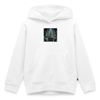 Chat d’hiver dans la magie du donjon - Sweat Premium à capuche enfant bio - blanc - Devant - AI Model Kid Female (0cm)