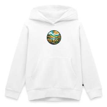 Illustration d’aventure en vélo de gravier - Sweat Premium à capuche enfant bio - blanc - Devant - AI Model Kid Female (0cm)