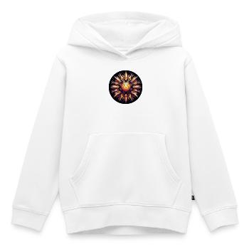 Polygone de rayons de soleil dorés et colorés - Sweat Premium à capuche enfant bio - blanc - Devant - AI Model Kid Female (0cm)