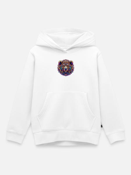 Bär mit Mandalas verziert - Kinder Premium Organic Hoodie - Weiß